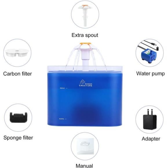 Cat Water Fountain, 67oz/2L Automatic Cat Drinking Fountain, Pet Water Fountain - Picture 3 of 7